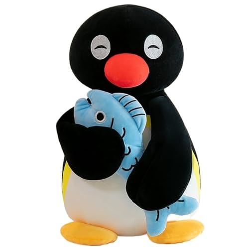 KUKUShining Pinguin Plüschtier, Kuscheltier Kuscheliges Stofftier Kissen Mit Fisch Süßer Weiches Plüsch Spielzeug Heimdekoration Geschenk Für Kinder(50cm/19.7in) von KUKUShining
