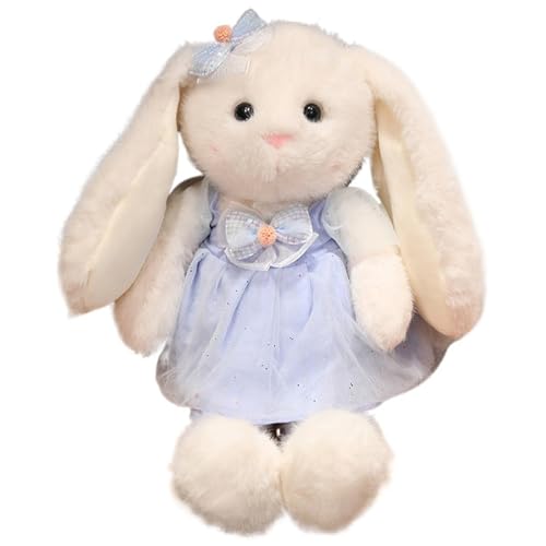 KUKUShining Plüschhase Schlappohren, Süße Oster Kuscheltier Puppe Mit Schleifenrock Weiches Flauschiges Plüschkaninchen(Blue,45cm/17.7in) von KUKUShining
