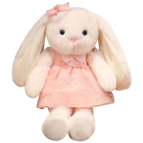 KUKUShining Plüschhase Schlappohren, Süße Oster Kuscheltier Puppe Mit Schleifenrock Weiches Flauschiges Plüschkaninchen(Pink,60cm/23.6in) von KUKUShining