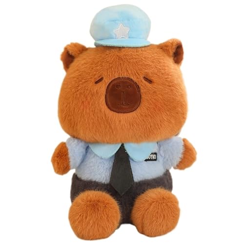 KUKUShining Polizei Capybara Plüschtier, Süße Stofftier Puppe Biene Capybaras Umarmungskissen Plüschtier Spielzeug Geschenk for Kinder(Blue) von KUKUShining