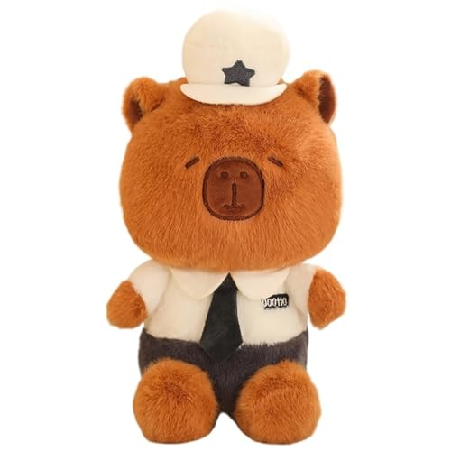 KUKUShining Polizei Capybara Plüschtier, Süße Stofftier Puppe Biene Capybaras Umarmungskissen Plüschtier Spielzeug Geschenk for Kinder(White) von KUKUShining