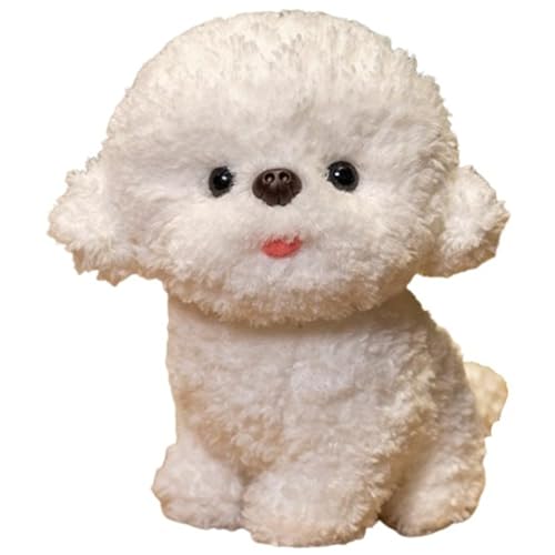 KUKUShining Pudel Plüschtier, Weiches Kuscheliges Stofftier Welpen Puppe Realistischer Stehender Hund Plüsch Spielzeug Geschenk for Kinder(White,20cm/7.8in) von KUKUShining