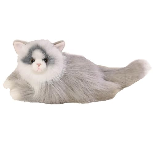 KUKUShining Ragdoll Katze Plüsch, Stofftier Weiches Kuscheliges Kätzchen Puppen Plüschtier Haustiere Flauschiges Plüschs Pielzeug Für Kinder Mädchen(Gray) von KUKUShining