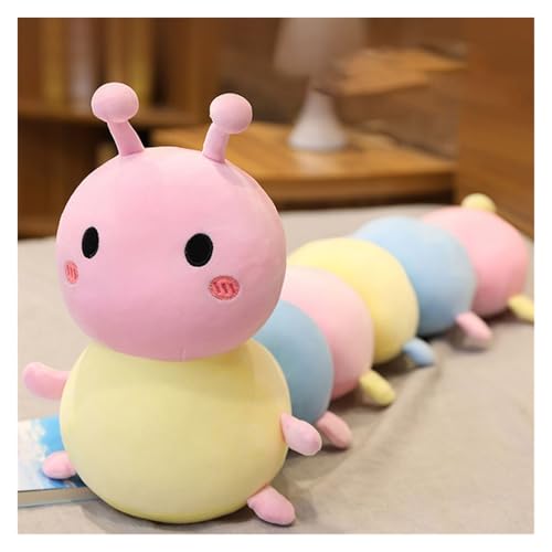 KUKUShining Raupe Plüsch, Weiches Süßes Langes Umarmungskissen Kuscheltier Puppe, Kawaii Plüschtier Dekorationskissen Für Kinder(Pink,90cm/35.43in) von KUKUShining