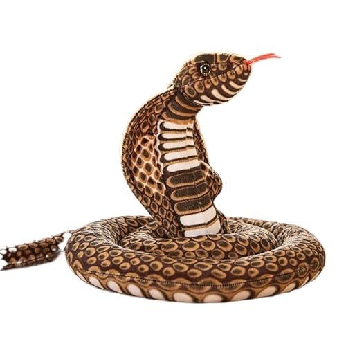 KUKUShining Realistisches Schlangen Plüschtier, Weiche Gemütliche Puppe Langes Python Nackenkissen Kissen Ornament Halloween Aprilscherz(Brown) von KUKUShining