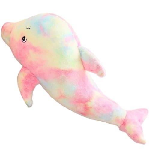 KUKUShining Regenbogen Delfin Plüschtier, Süßes Buntes Plüschkissen Mit Meerestieren Pelziges Plüschkissen for Kindergeburtstagsgeschenke(Pink,80cm/31.49in) von KUKUShining