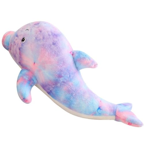 KUKUShining Regenbogen Delfin Plüschtier, Süßes Buntes Plüschkissen Mit Meerestieren Pelziges Plüschkissen for Kindergeburtstagsgeschenke(Purple,80cm/31.49in) von KUKUShining