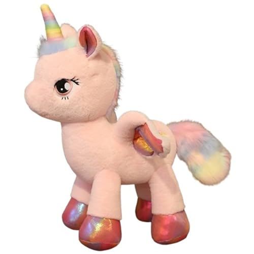 KUKUShining Regenbogen Einhorn Plüschtier, Weiche Stofftier Puppe Mit Flügeln Kuscheliges Cartoon Plüschtier for Kinder Mädchen Jungen(Pink,80cm/31.5in) von KUKUShining