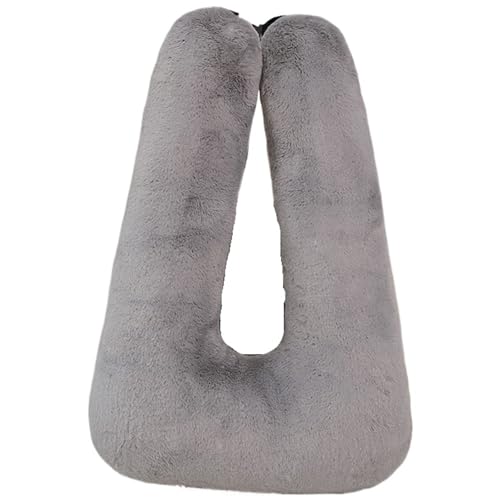 KUKUShining Reisekissen Plüsch, Kinder Nackenkissen Auto Schlafkissen Lange U Förmige Sicherheitsgurt Kissen Stützrückenkissen(Gray) von KUKUShining