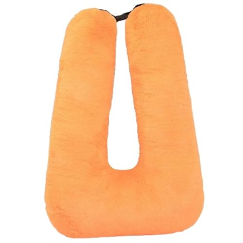 KUKUShining Reisekissen Plüsch, Kinder Nackenkissen Auto Schlafkissen Lange U Förmige Sicherheitsgurt Kissen Stützrückenkissen(Orange) von KUKUShining