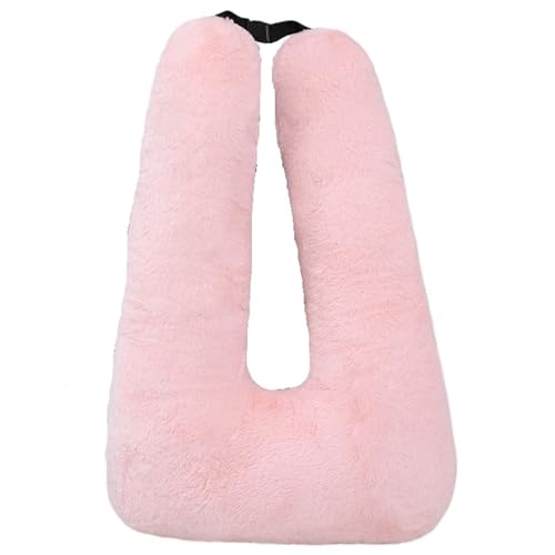 KUKUShining Reisekissen Plüsch, Kinder Nackenkissen Auto Schlafkissen Lange U Förmige Sicherheitsgurt Kissen Stützrückenkissen(Pink) von KUKUShining
