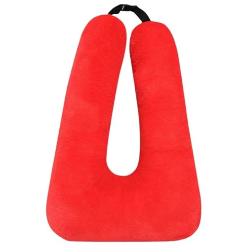 KUKUShining Reisekissen Plüsch, Kinder Nackenkissen Auto Schlafkissen Lange U Förmige Sicherheitsgurt Kissen Stützrückenkissen(Red) von KUKUShining