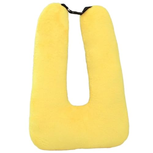 KUKUShining Reisekissen Plüsch, Kinder Nackenkissen Auto Schlafkissen Lange U Förmige Sicherheitsgurt Kissen Stützrückenkissen(Yellow) von KUKUShining