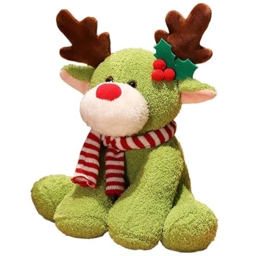 KUKUShining Rentier Plüschtier, Weihnachtselch Weiche Stofftier Puppen Heimdekoration Plüsch Spielzeug for Kinder Mädchen Jungen(Green) von KUKUShining