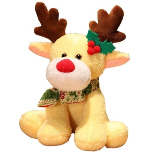 KUKUShining Rentier Plüschtier, Weihnachtselch Weiche Stofftier Puppen Heimdekoration Plüsch Spielzeug for Kinder Mädchen Jungen(Yellow) von KUKUShining