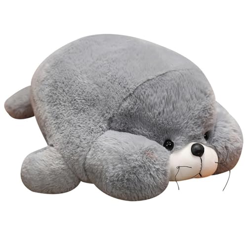 KUKUShining Robbe Plüsch, Süßes Kuscheltier Kuschelkissen Puppe Kawaii Mollige Robben Plüschtier Geschenk Für Kinder Freundinnen Jungen(Gray,40cm/15.7in) von KUKUShining