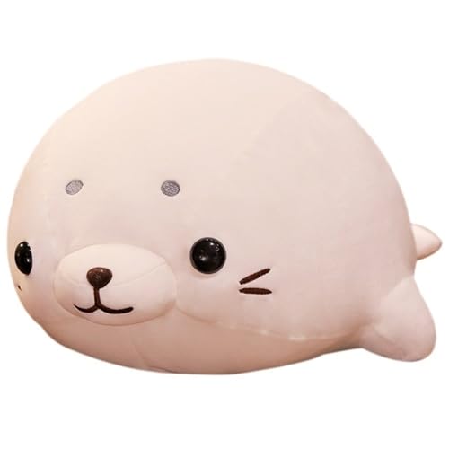 KUKUShining Robbe Plüschtier, Süßes Stofftier Kissen Kuscheltier Puppe Plüsch Spielzeug Weiches Molliges Ozean Kissen Für Kinder(White,50cm/19.8in) von KUKUShining