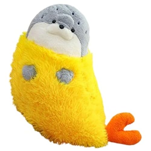 KUKUShining Robben Plüsch Kissen, Süßes Lang Gebratenes Garnelen Robben Plüschkissen Puppe Dekoratives Kissen Kreatives Plüschspielzeug(Blue,90cm/35.4in) von KUKUShining
