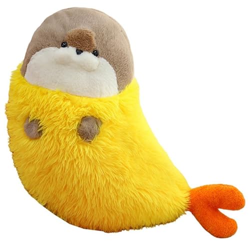 KUKUShining Robben Plüsch Kissen, Süßes Lang Gebratenes Garnelen Robben Plüschkissen Puppe Dekoratives Kissen Kreatives Plüschspielzeug(Brown,70cm/27.6in) von KUKUShining