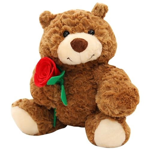 KUKUShining Rosenbär Plüschtier, Weiche Kuschelige Stofftiere Teddys Puppen Flauschige Braunbären Plüsch Spielzeug Geschenke Für Kinder von KUKUShining