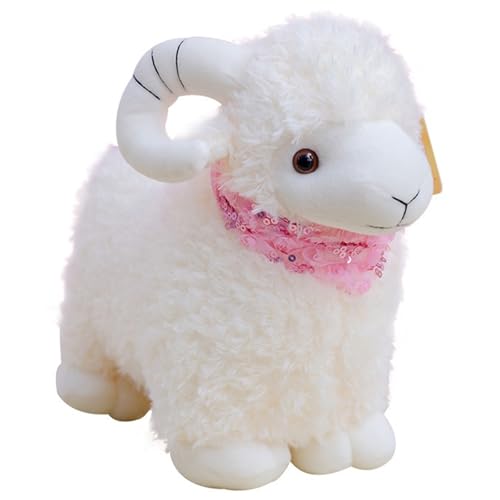KUKUShining Schaf Plüschtier, Kuscheliges Kuscheltier Lamm Stofftier Puppe Mit Schal Stehende Ziege Plüsch Weiches Schmusetier Für Kinder(20cm/7.8in) von KUKUShining
