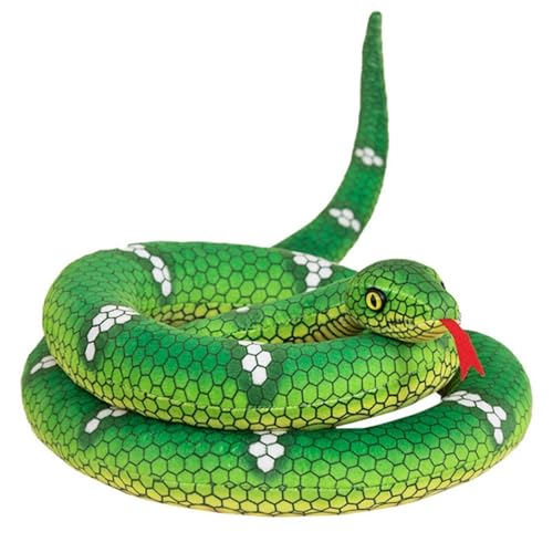 KUKUShining Schlangen Plüschtier, Süße Stofftierpuppen Flauschiges Weiches Kissen Realistisches Plüschtier for Kinderpartys Streiche Halloween(Green) von KUKUShining