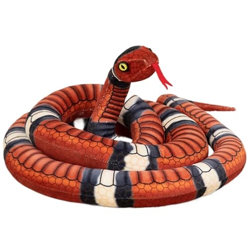 KUKUShining Schlangen Plüschtier, Süße Stofftierpuppen Flauschiges Weiches Kissen Realistisches Plüschtier for Kinderpartys Streiche Halloween(Red) von KUKUShining