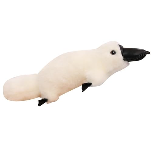KUKUShining Schnabeltier Plüschtier, Weiches Stofftier Langes Umarmungskissen Puppe Kuschelig Realistisch Entenschnabel Plüschtier Spielzeug(White,35cm/13.8in) von KUKUShining