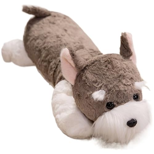 KUKUShining Schnauzer Plüschtier, Simulationshund Kuscheltier Weiches Kuscheliges Welpen Plüschkissen Geschenk for Kinder Jungen Mädchen(Brown,65cm/25.6in) von KUKUShining