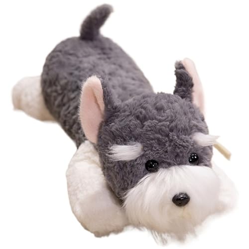 KUKUShining Schnauzer Plüschtier, Simulationshund Kuscheltier Weiches Kuscheliges Welpen Plüschkissen Geschenk for Kinder Jungen Mädchen(Gray,90cm/35.4in) von KUKUShining