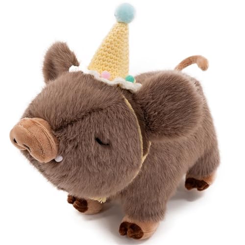 KUKUShining Schweinchen Plüschtier, Lebensechtes Weiches Kuscheliges Schweinchen Stofftierpuppen Kawaii Geschenk Kissen for Kinder Mädchen Jungen(Brown B,20cm/7.8in) von KUKUShining