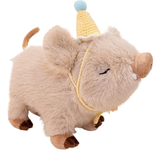 KUKUShining Schweinchen Plüschtier, Lebensechtes Weiches Kuscheliges Schweinchen Stofftierpuppen Kawaii Geschenk Kissen for Kinder Mädchen Jungen(Khaki B,20cm/7.8in) von KUKUShining