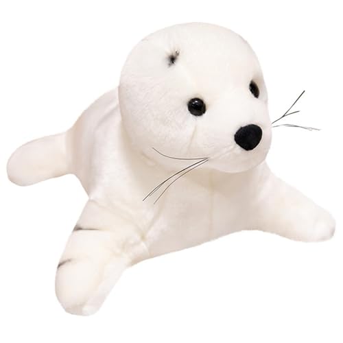 KUKUShining Seelöwe Plüsch, Weiche Kuschelige Kinderpuppe Kawaii Weißes Wildtier Plüschtier Spielzeug Geschenk Für Spielen Kuscheln(45cm/17.7in) von KUKUShining