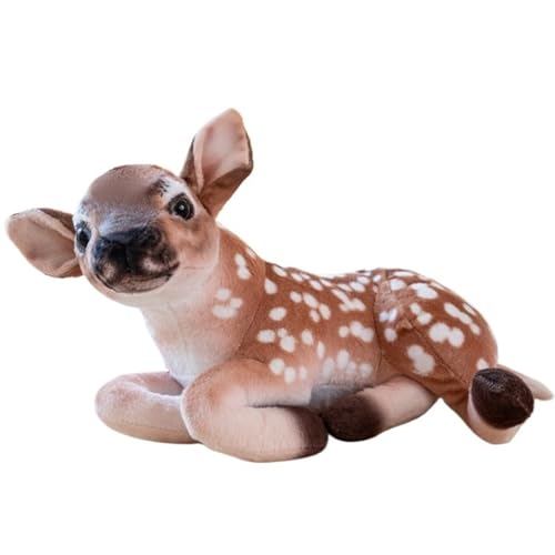 KUKUShining Sikahirsch Plüschtier, Süßes Weiches Kissen Ausgestopfte Realistische Tiere Puppen Plüschtier for Das Sofa Im Homeoffice(Brown,30cm/11.8in) von KUKUShining