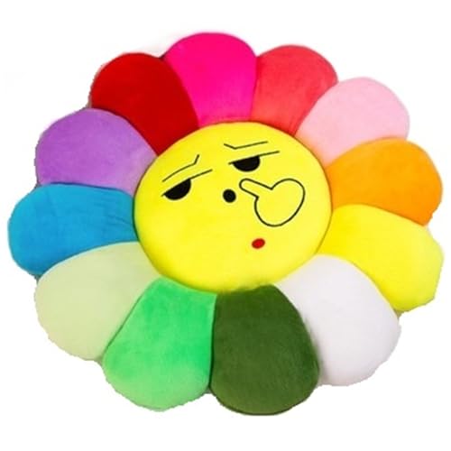 KUKUShining Sonnenblumen Bodenkissen, Weiches Plüschkissen Gefülltes Blumenform Sitzkissen Süßes Blumenförmiges Stuhlkissen Dekokissen Plüsch Spielzeug(Picking Nose,50cm/19.8in) von KUKUShining