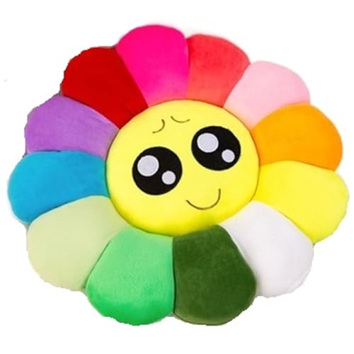 KUKUShining Sonnenblumen Bodenkissen, Weiches Plüschkissen Gefülltes Blumenform Sitzkissen Süßes Blumenförmiges Stuhlkissen Dekokissen Plüsch Spielzeug(Pitiful,50cm/19.8in) von KUKUShining