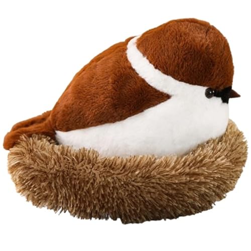 KUKUShining Spatzenplüsch, Realistisches Vogelnest Stofftierpuppe Weiches Kuscheliges Plüschtier for Kinder Jungen Weihnachtsdekoration(30cm/11.8in) von KUKUShining