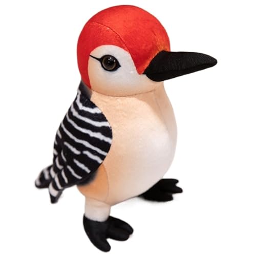 KUKUShining Specht Plüsch, Weiche Kuschelige Stofftiere Puppen Realistisches Vogel Plüschtier Pädagogisches Spielzeug for Lustige Geschenke(Red,25cm/9.8in) von KUKUShining