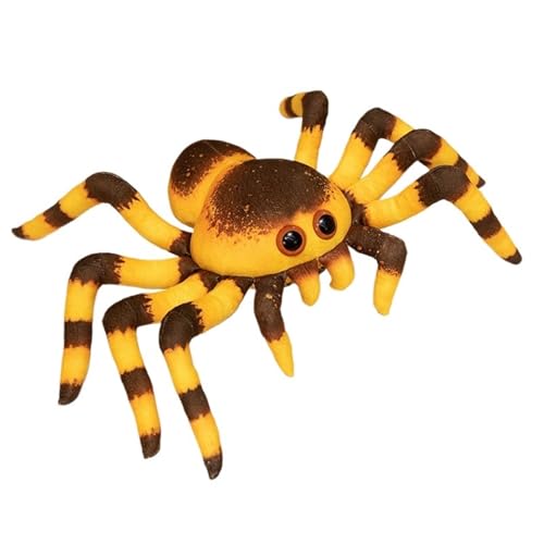 KUKUShining Spinnen Plüschtier, Süße Lebensechte Stofftiere Puppen Weiches Kissen Streich Requisiten Plüschtier for Halloween Party Dekoration(Yellow,20cm/7.8in) von KUKUShining