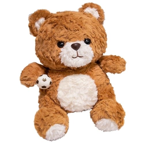 KUKUShining Sportbär Plüschtier, Süße Weiche Stofftier Puppe Mit Basketball Fußball Motiv Brauner Teddybär Plüschtier Geschenk Für Kinder(White,50cm/19.7in) von KUKUShining