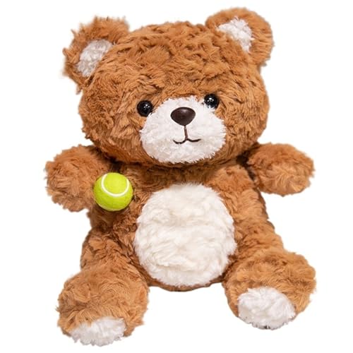 KUKUShining Sportbär Plüschtier, Süße Weiche Stofftier Puppe Mit Basketball Fußball Motiv Brauner Teddybär Plüschtier Geschenk Für Kinder(Yellow,50cm/19.7in) von KUKUShining
