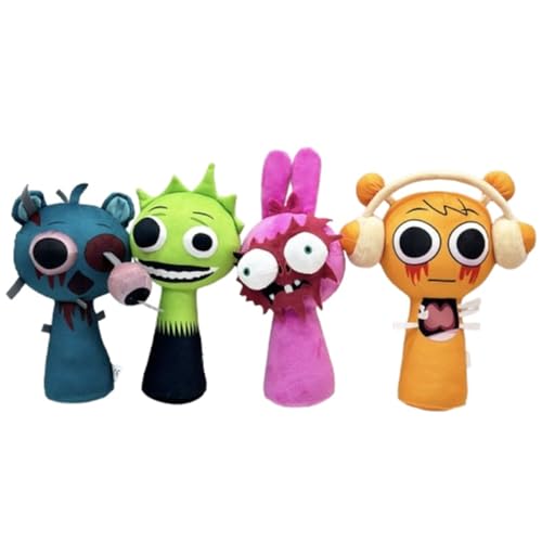 KUKUShining Sprunki Plüschtier, Cartoon Charmante Weiche Kuscheltiere Süße Plüschpuppen for Kinder Fans Gamer Geschenke(4pcs) von KUKUShining