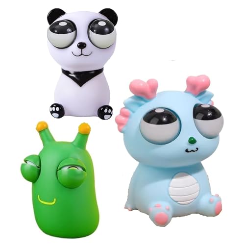 KUKUShining Squeeze Spielzeug, Tiere Popping Out Augen Squeeze Ball Stressbälle Quetsch Lustiges Quetschspielzeug Spielzeug Für Weihnachten(3pcs-A) von KUKUShining