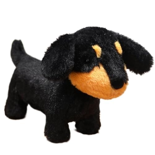 KUKUShining Süßes Dackel Plüschtier, Weicher Kuscheliger Hund Kuscheltier Plüschpuppen Kissen Welpe for Kinder Geburtstagsgeschenk(Black) von KUKUShining