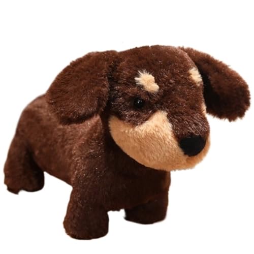 KUKUShining Süßes Dackel Plüschtier, Weicher Kuscheliger Hund Kuscheltier Plüschpuppen Kissen Welpe for Kinder Geburtstagsgeschenk(Brown) von KUKUShining