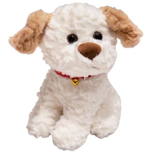 KUKUShining Süßes Hunde Plüschtier, Weicher Welpe Kawaii Border Collie Puppen Kuscheltiere Bulldogge Shibainu Plüschtier for Kindergeburtstag(White,27cm/10.62in) von KUKUShining