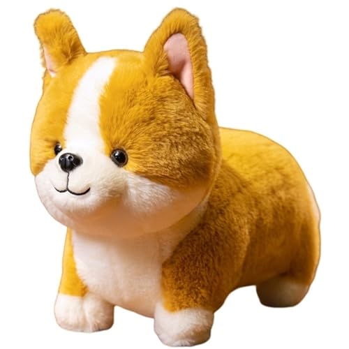 KUKUShining Süßes Hunde Plüschtier, Weiches Lebensechtes Corgi Kuscheltier Welpe Plüschkissen Puppe for Mädchen Und Jungen Geschenk for Geburtstag(29cm/11.41in) von KUKUShining