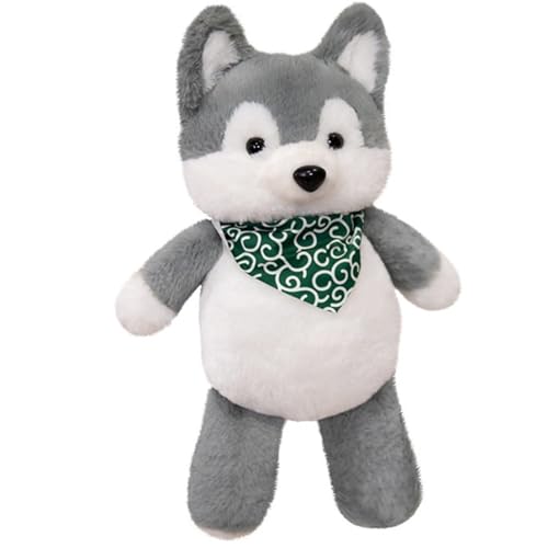 KUKUShining Süßes Kleines Wolf Plüschtier, Weiches Kuscheliges Stofftier Puppe Kawaii Plüschkissen for Jungen Und Mädchen for Geburtstag(Gray) von KUKUShining