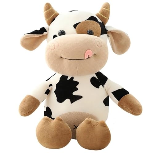 KUKUShining Süßes Kuh Plüschtier, Weiches Kuscheliges Sitzendes Kalb Ausgestopfte Puppe Tier Plüschtier Jungen Mädchen Kinder Heimbüro Dekoration(30CM/11.8IN) von KUKUShining