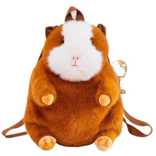 KUKUShining Süßes Meerschweinchen Plüschtier, Weicher Rucksack Kuscheliges Lebensechtes Stofftier Hamster Plüschkissen Als Geschenk for Kinder(Brown) von KUKUShining